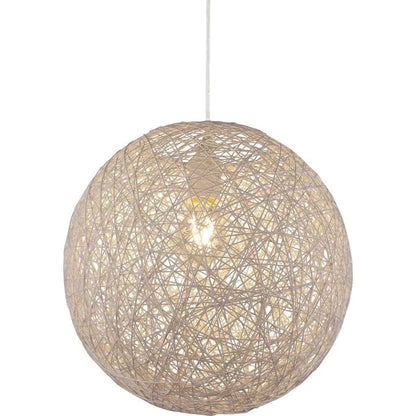 Lustre rond en forme de globe Ø22 - Plafonnier en Rotin Naturel - SQES