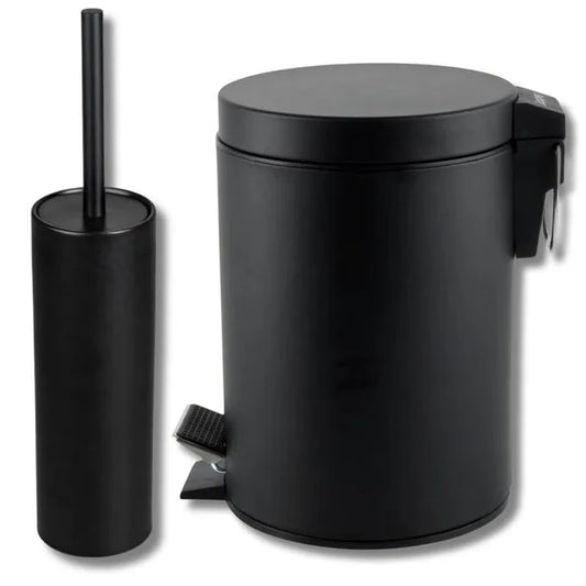 Poubelle avec Pédale 3l + brosse WC - Noir - SQES