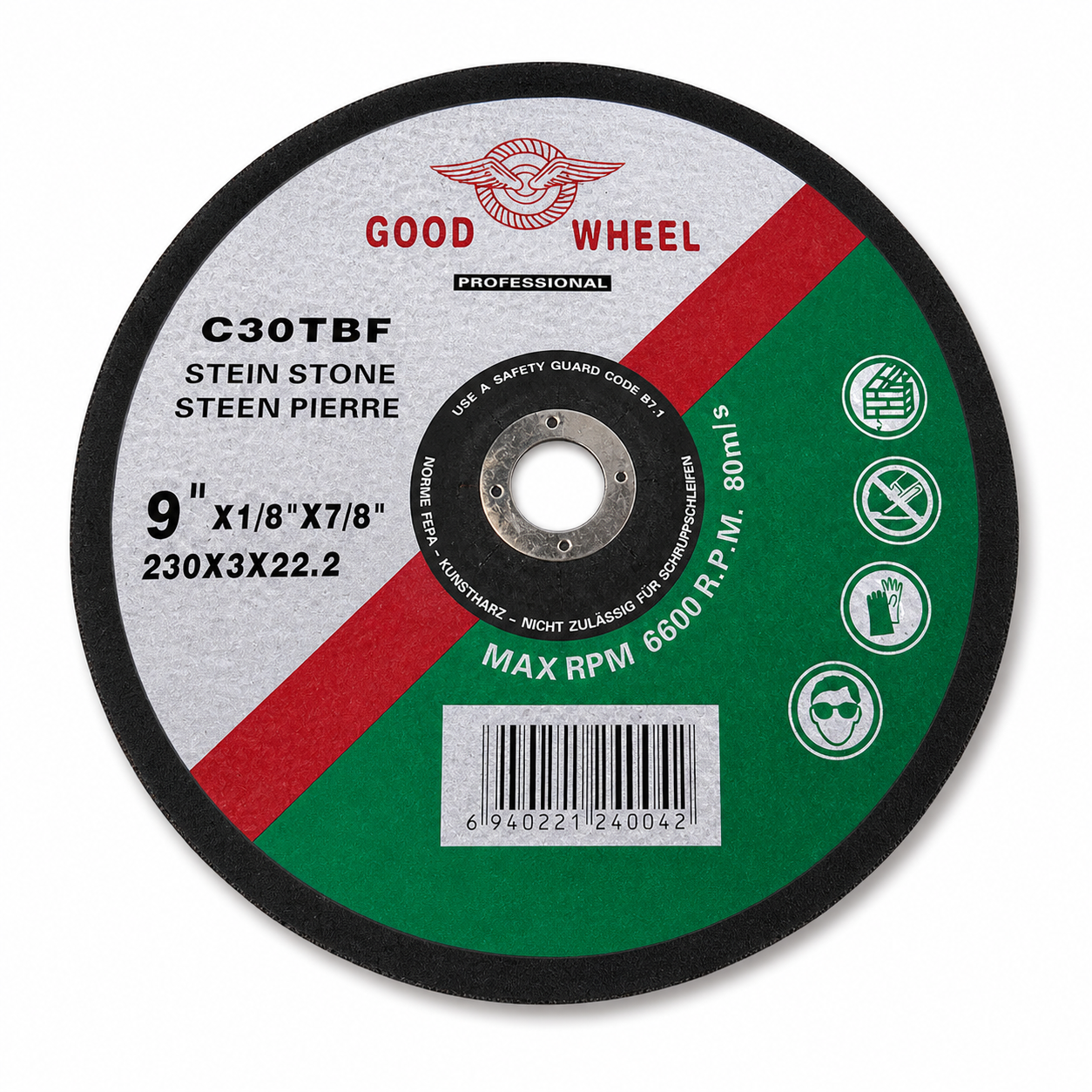 
Produit modifié
Disque à tronçonner pierre 230mm GOOD WHEEL C30TBF
