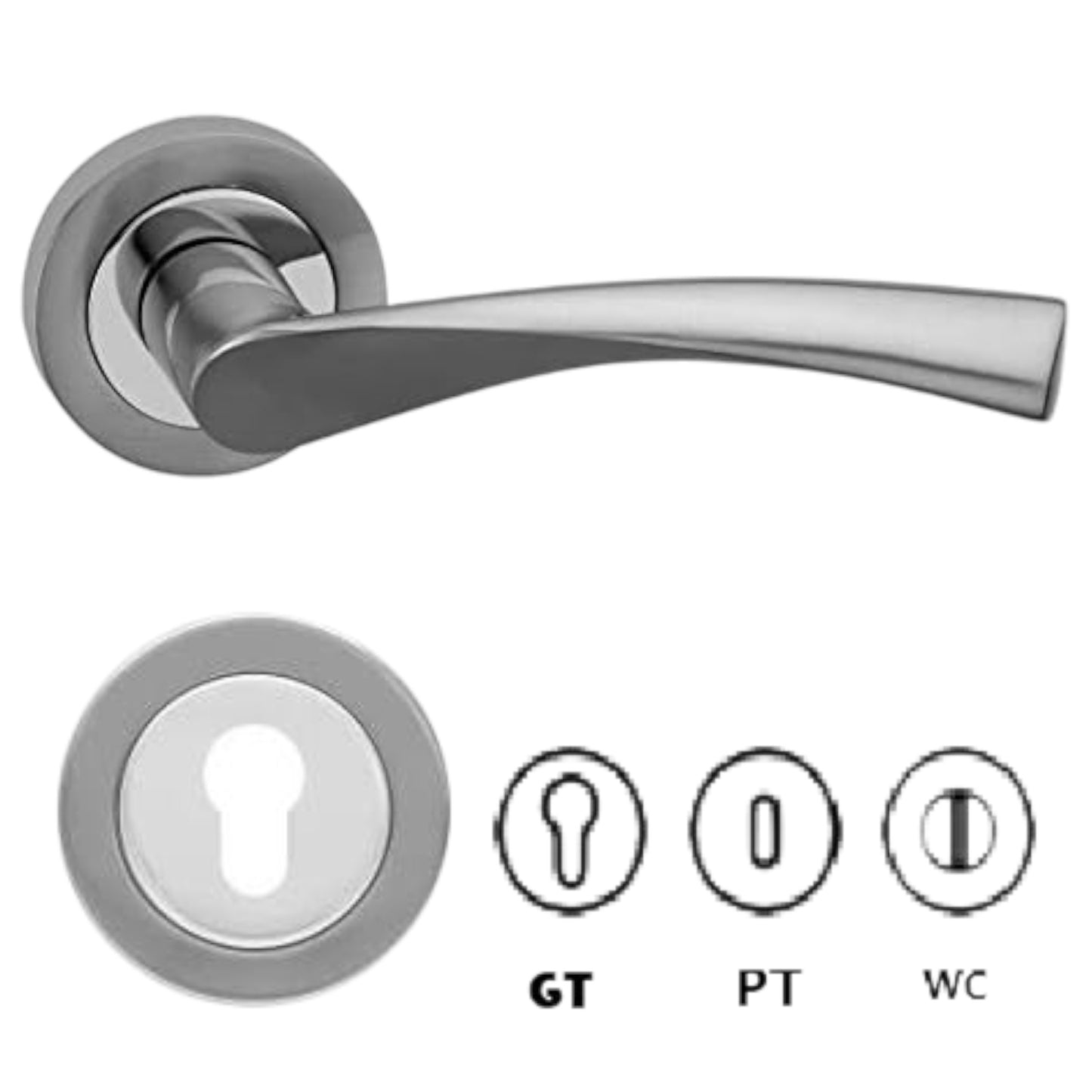 Poignée de porte satiné + Rosace BRAVO