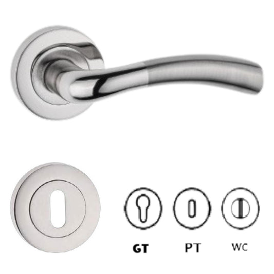 Poignée de porte satiné + Rosace KUGU