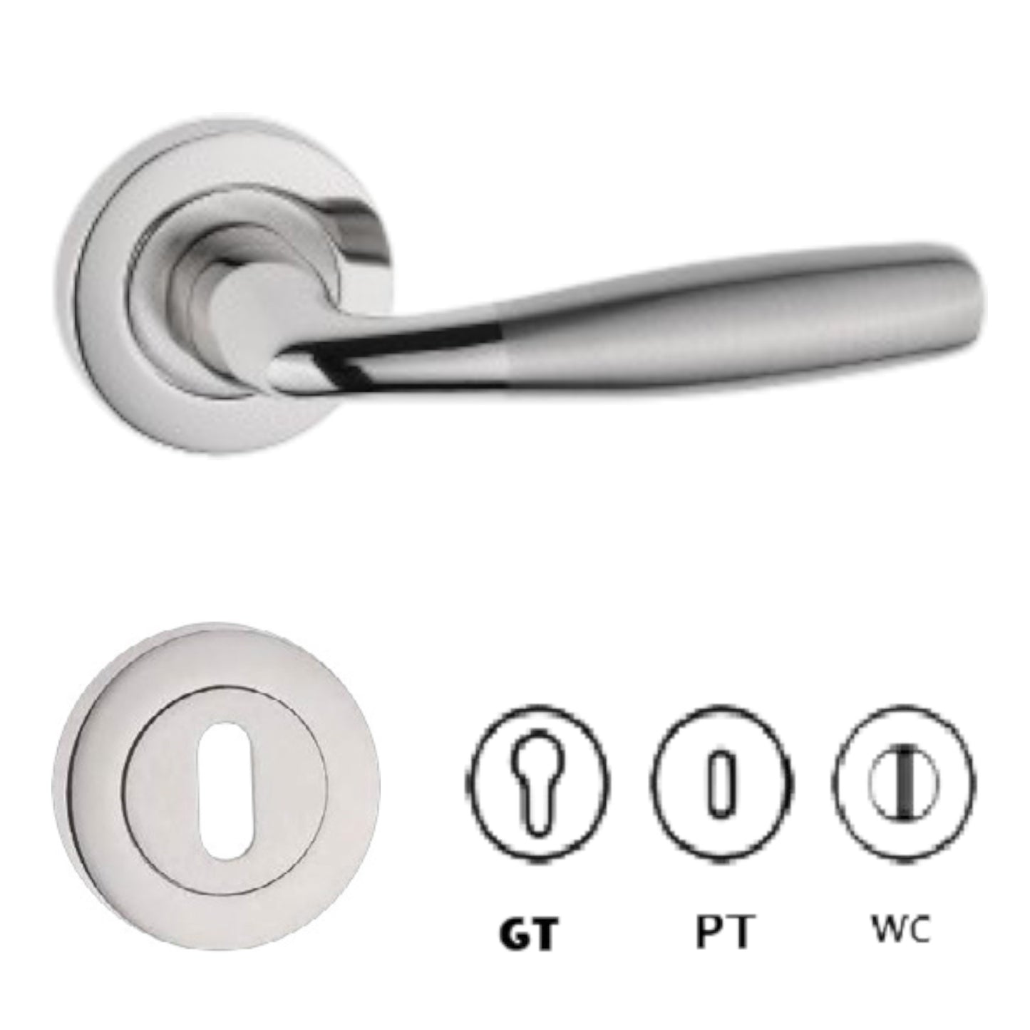 Poignée de porte satiné + Rosace TUNA