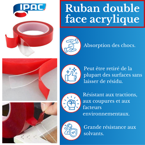 Ruban Double Face Acrylique BOSS TAPE 12mm x 11m Tunisie