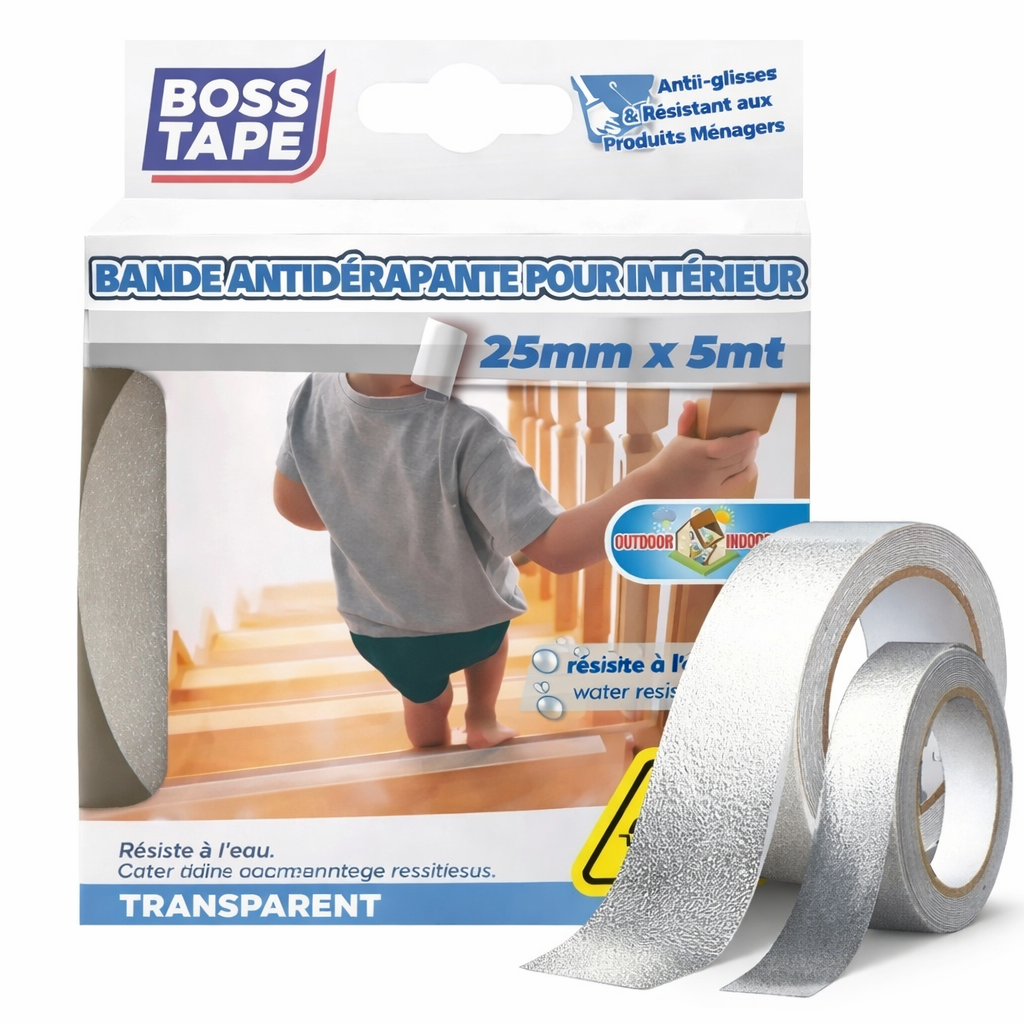 Ruban transparent autocollant antidérapant pour marche d’escalier  Boss tape Tunisie 