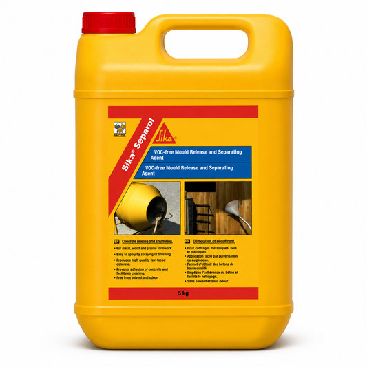 Sika® Separol® W-220 bidon 20L, agent démoulage biodégradable phase aqueuse sans solvant. Coffrages lisses, absorbants, étuvage. Haute qualité parement. SQES Tunisie.