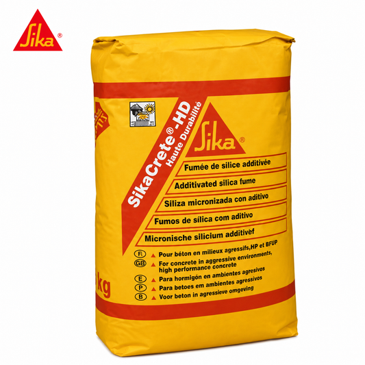 Sikacrete® HD 15kg, additif silice micronique SIKA pour bétons haute durabilité en milieux agressifs. Résistance chimique, gel, abrasion. SQES Tunisie.