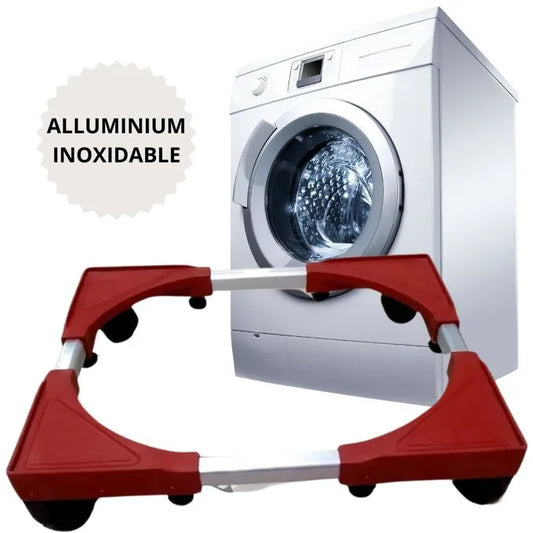Socle Machine a Laver 4 Roulettes Verrouillables - Support Réfrigérateur Aluminium - SQES