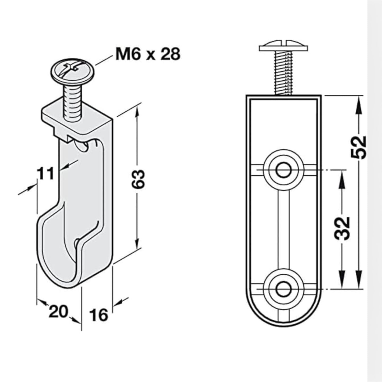 Support Tube Rideau Latéral GM Nickle RF183 (2 pièces)