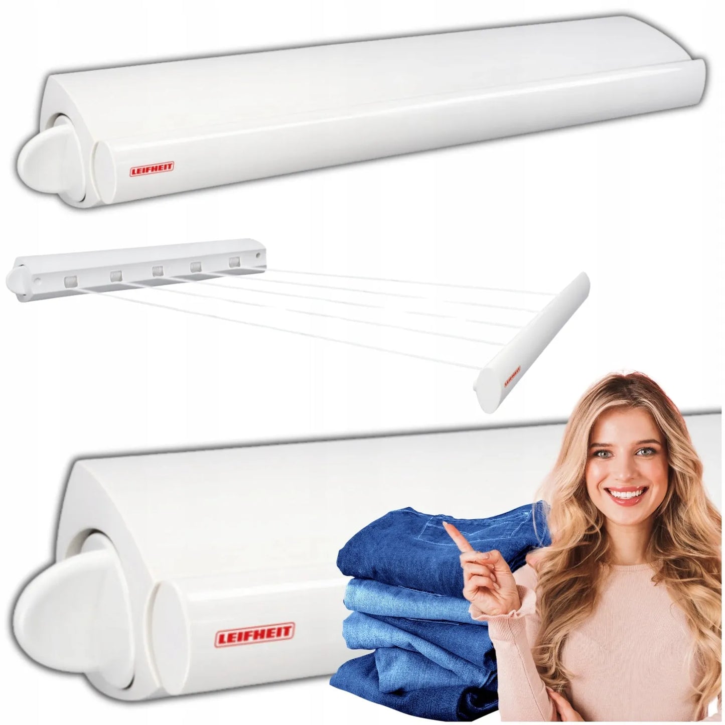 Sèche Linge dépliable avec 5 fils de 4,20 mètres, étendoir à linge robuste pour intérieur et extérieur - SQES