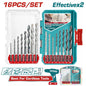Ensemble de 16 Forets TOTAL TACSDL11608 - Métal, Beton et Bois - coffret meche
