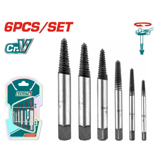 Total Ensemble Extracteurs de Vis TACSE0061 - 6 Pièces Cr-V 48-52HRC