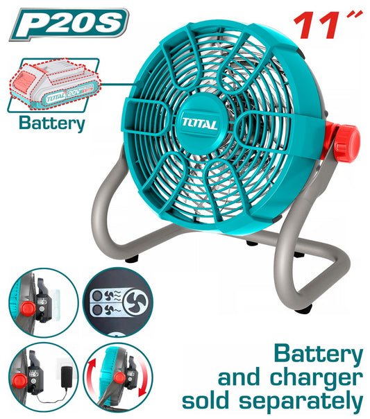 Ventilateur Portable 20V Li-ion – Inclinaison 360° + Adaptateur Secteur Inclus