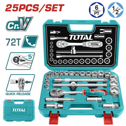 Malette à outils - Valise Bricolage - 25 douilles 1/2" - SQES