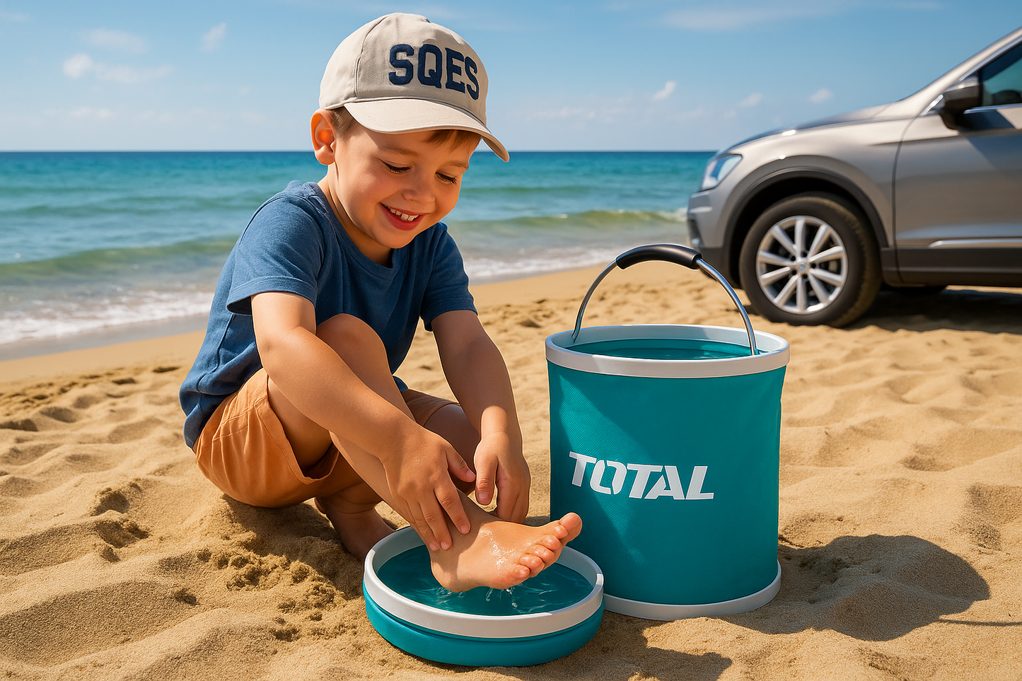 Seau Pliant Total 15L Imperméable TGTFB15 - Poignée Métal EVA Antidérapante