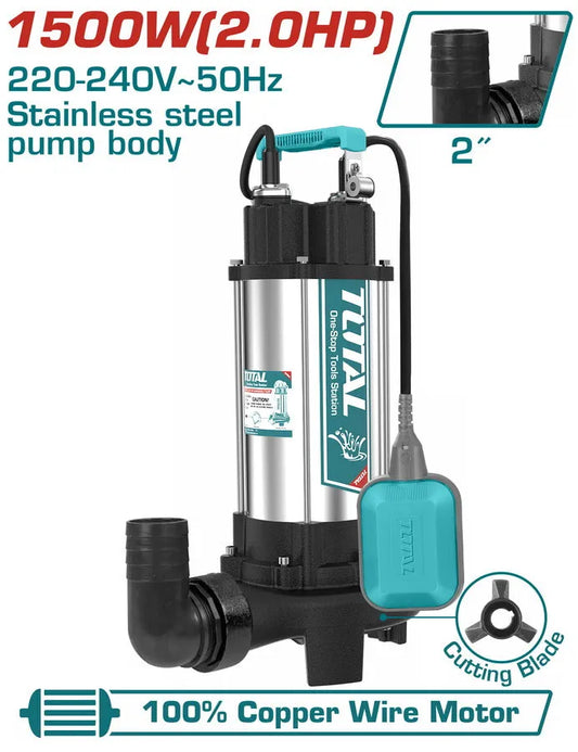 Pompe vide cave corps en Inox - Pompe de relevage - 1500w - 2CV - SQES