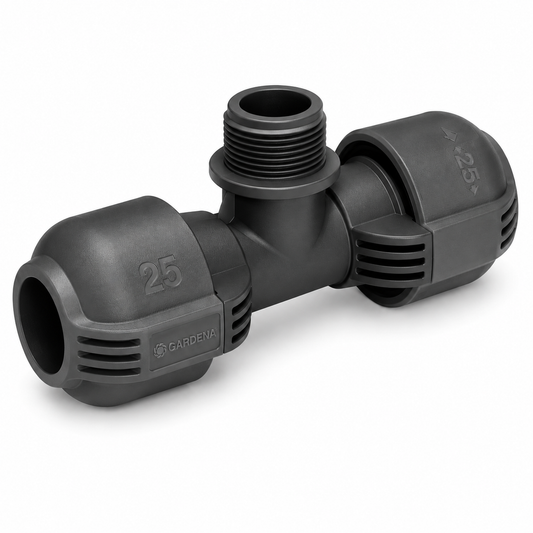 Té de connexion GARDENA Pipeline 25mm x 3/4" mâle, pour T380 et OS140. Système irrigation enterré. Livraison rapide Tunisie — SQES.