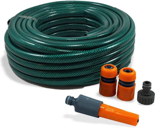 Kit complet de tuyau d'arrosage / tuyau d'arrosage vert 15 mètres - Jusqu'à 20 bar - Matériel de jardinage - Tuyaux d'arrosage - SQES