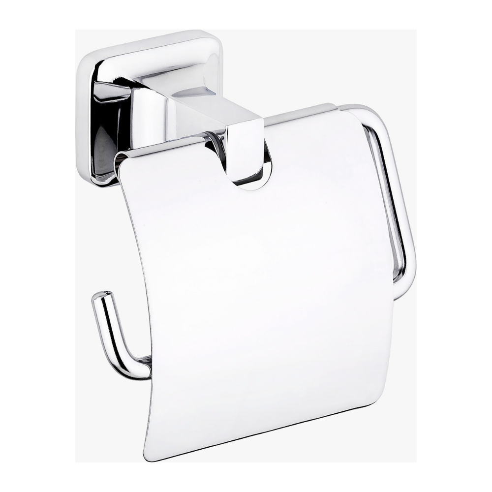 Porte Papier avec Couvercle UNO Chrome - Support Mural Salle de Bain