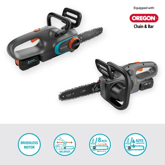 Tronçonneuse GARDENA PowerSaw 250/18V à batterie - Guide 25cm avec batterie P4A et chargeur