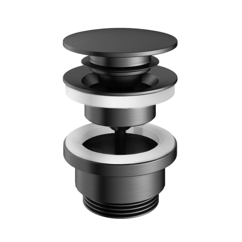 Vidage clic clac noir mat FRAMO – laiton Ø32mm, mécanisme à ressort, joint d'étanchéité inclus, compatible majorité des lavabos, fabrication italienne premium
