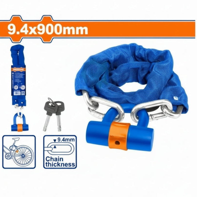 WADFOW Antivol vélo 9×900 WBK4194, chaîne acier A3 Ø 9,4 mm, 900 mm