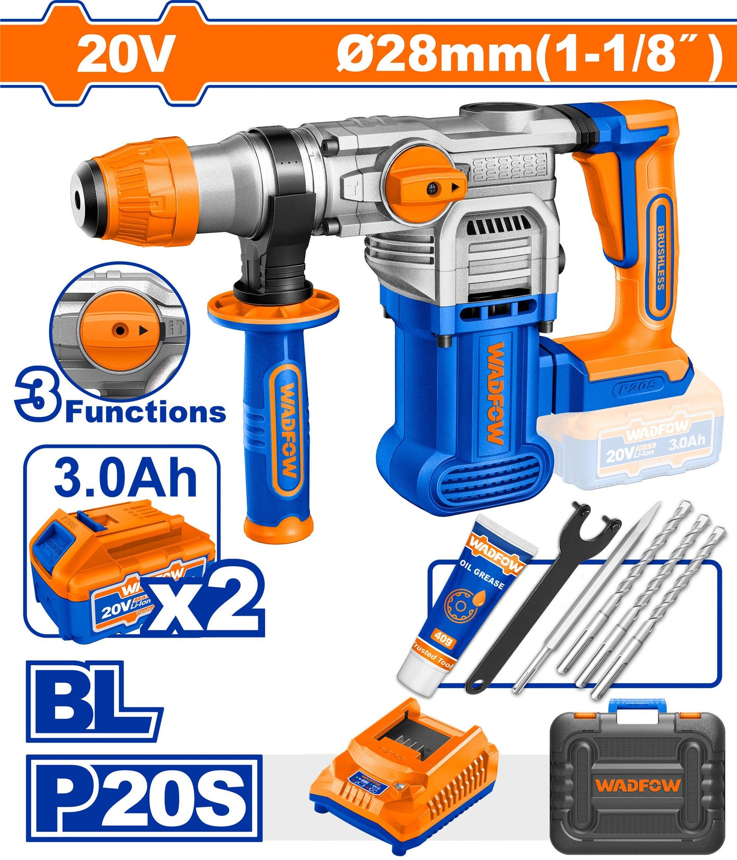 Marteau Perforateur SDS Plus 28 mm 20V – Moteur Brushless