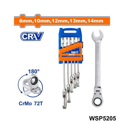 JEU DE 5 CLES A CLIQUET REVERSIBLE - CR-V - - SQES