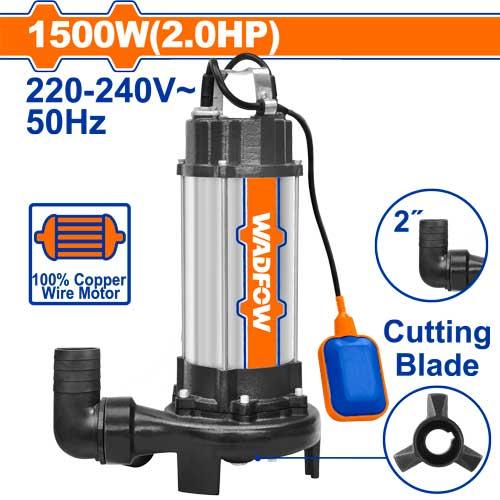 Pompe Submersible Eaux Usées 1500W 2HP Lame Broyeuse WADFOW