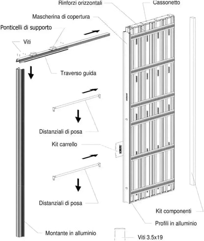 Contre chassis a PLATRE pour portes coulissantes encastrée 1P 800/2100/100 SCIRIGNO -Made in ITALY- - SQES