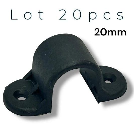 Attache pour tube rond D20mm - Lot de 20 Colliers de fixation en U Plastic - SQES