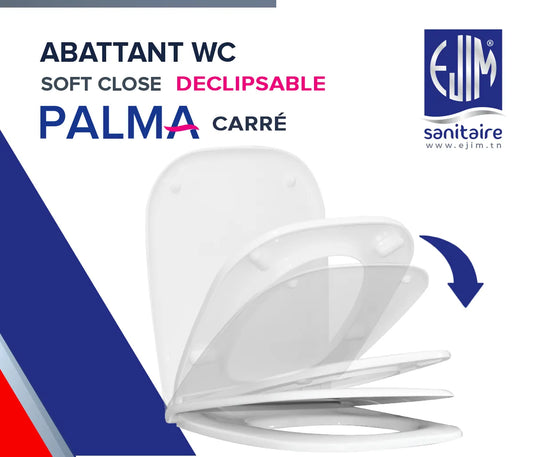 Abattant WC carré Soft Close EJIM modèle Palma 35x45 cm ABS anti-bactérien blanc – fermeture silencieuse jusqu'à 150 kg
