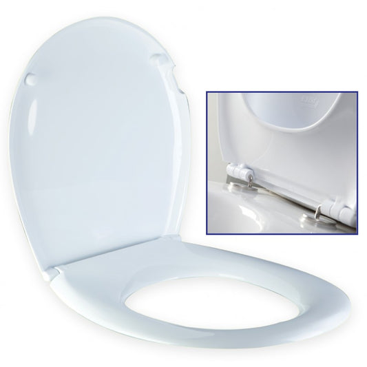 Abattant WC Flora ABS avec charnière inox EJIM – anti-corrosion, surface hygiénique non-poreuse, compatible cuvette WC standard
