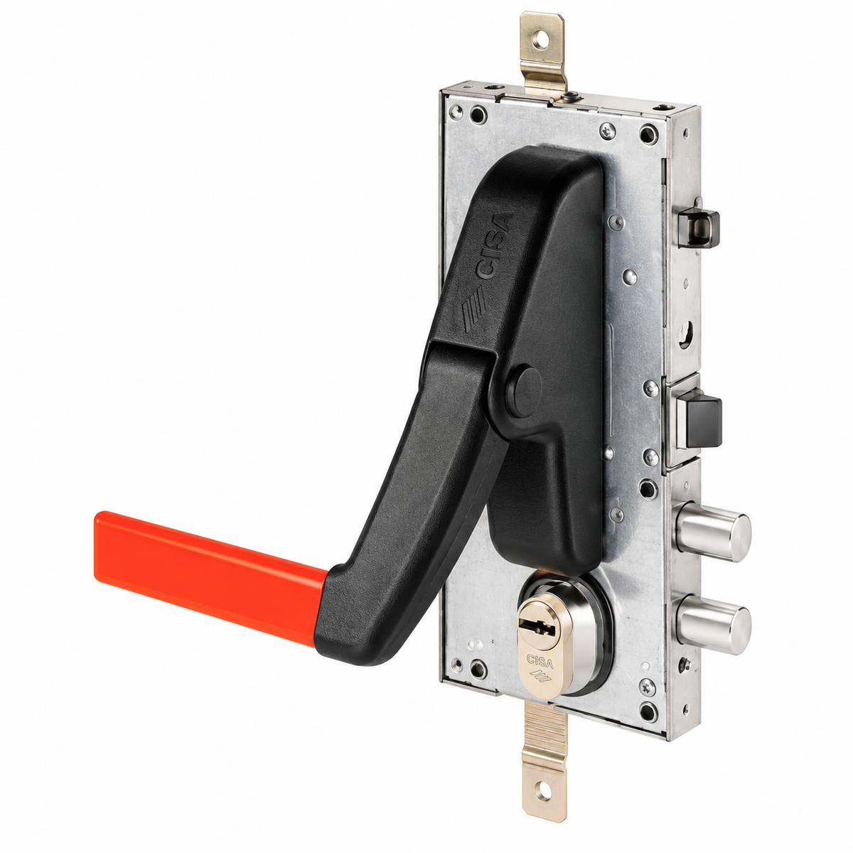 Dispositif anti-panique CISA FAST Push 59001.10.0 ambidextre, 1 point latéral avec pêne autobloquant. Barre vendue séparément.