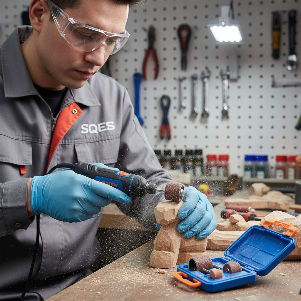 Artisan utilisant tambour de ponçage sur bois
