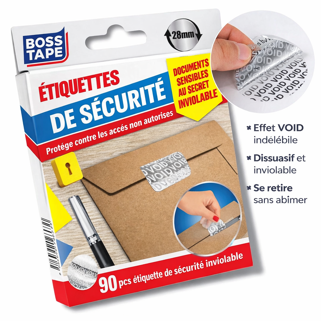 Autocollants hologrammes VOID Boss Tape lot de 90 pièces – anti-contrefaçon, inviolable, sécurité produit
