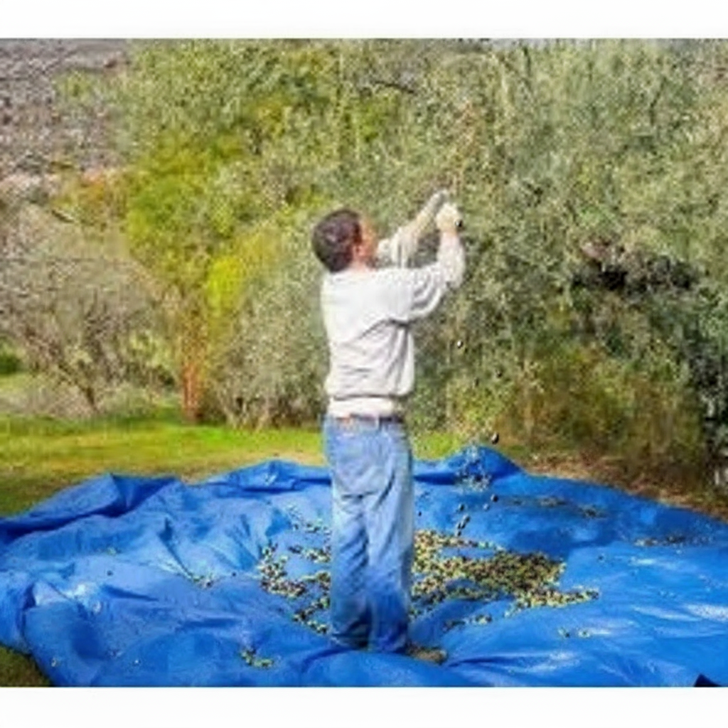 Bâche PVC bleue pour récolte des olives - Haute qualité