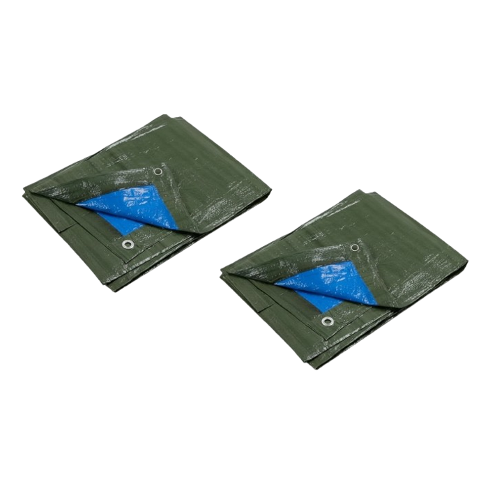 Lot de 2 Toiles à œillets Bicolore 2.80 x 4.80 m  bâche de protection