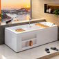 Baignoire de massage M1785-R, hydromassage 1 HP à 13 jets, bain à bulles 300 W et LED, 172,5 × 80,5 × 62 cm, robinetterie cascade et douchette | SQES Tunisie
