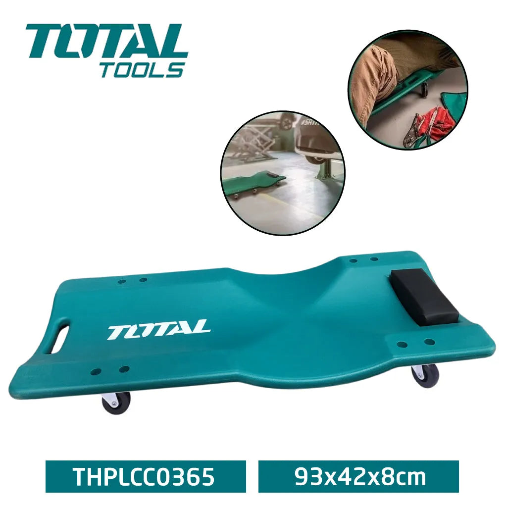 Banc de mécanicien TOTAL THPLCC0365 – chariot rampant, 4 roues pneumatiques, 93x42x8cm, léger et robuste, atelier garage mécanique automobile
