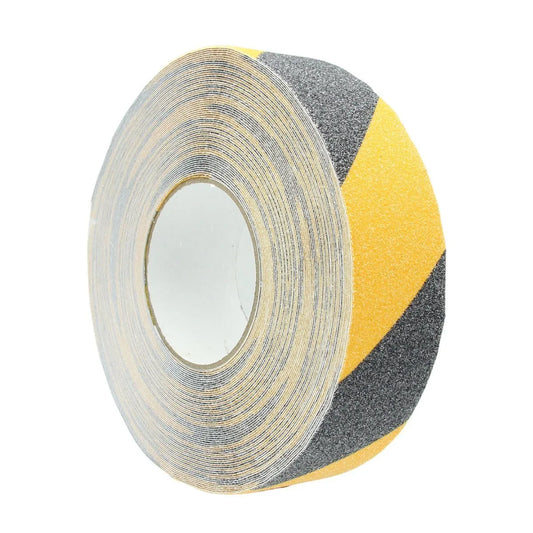 Bande antidérapante Boss Tape noir et jaune 25mm x 5m – sécurité escaliers et sols à fort trafic
