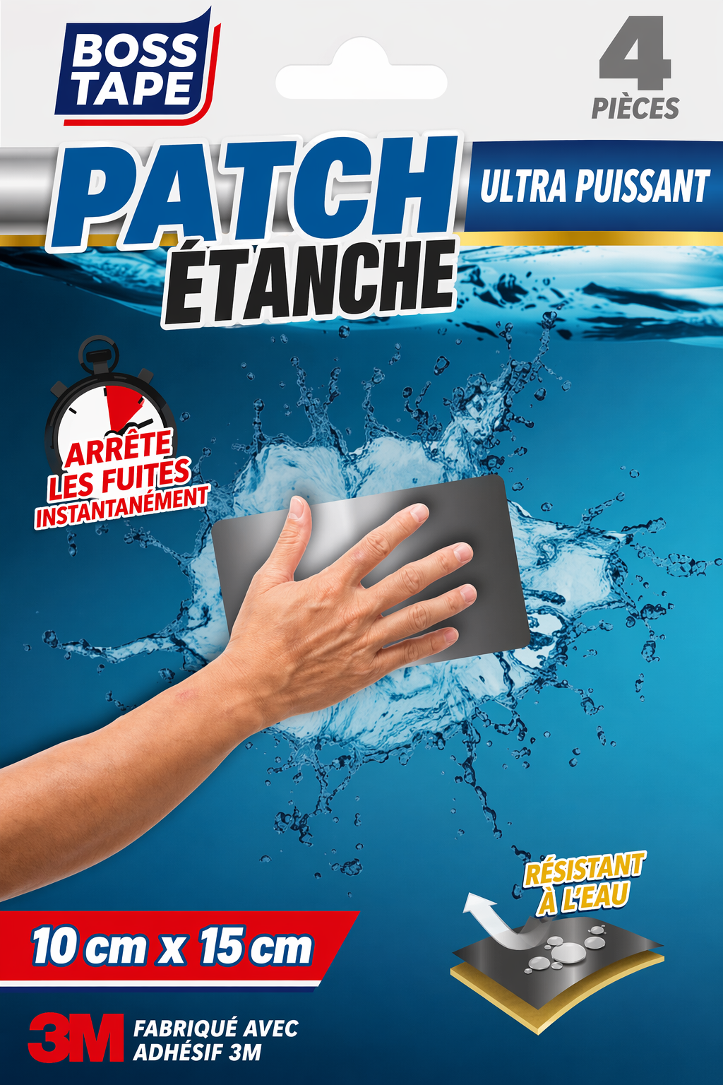 Étanchéité garantie avec BOSSTAPE FLEX SEAL TAPE. Une bande autocollante 3M résistante et durable pour tous vos projets de réparation.