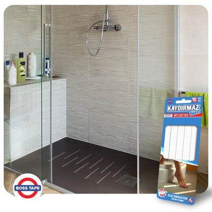 BOSSTAPE Kit bande Antidérapante adhésif Transparent pour sol de douche (10pcs 19mmx20cm) - SQES
