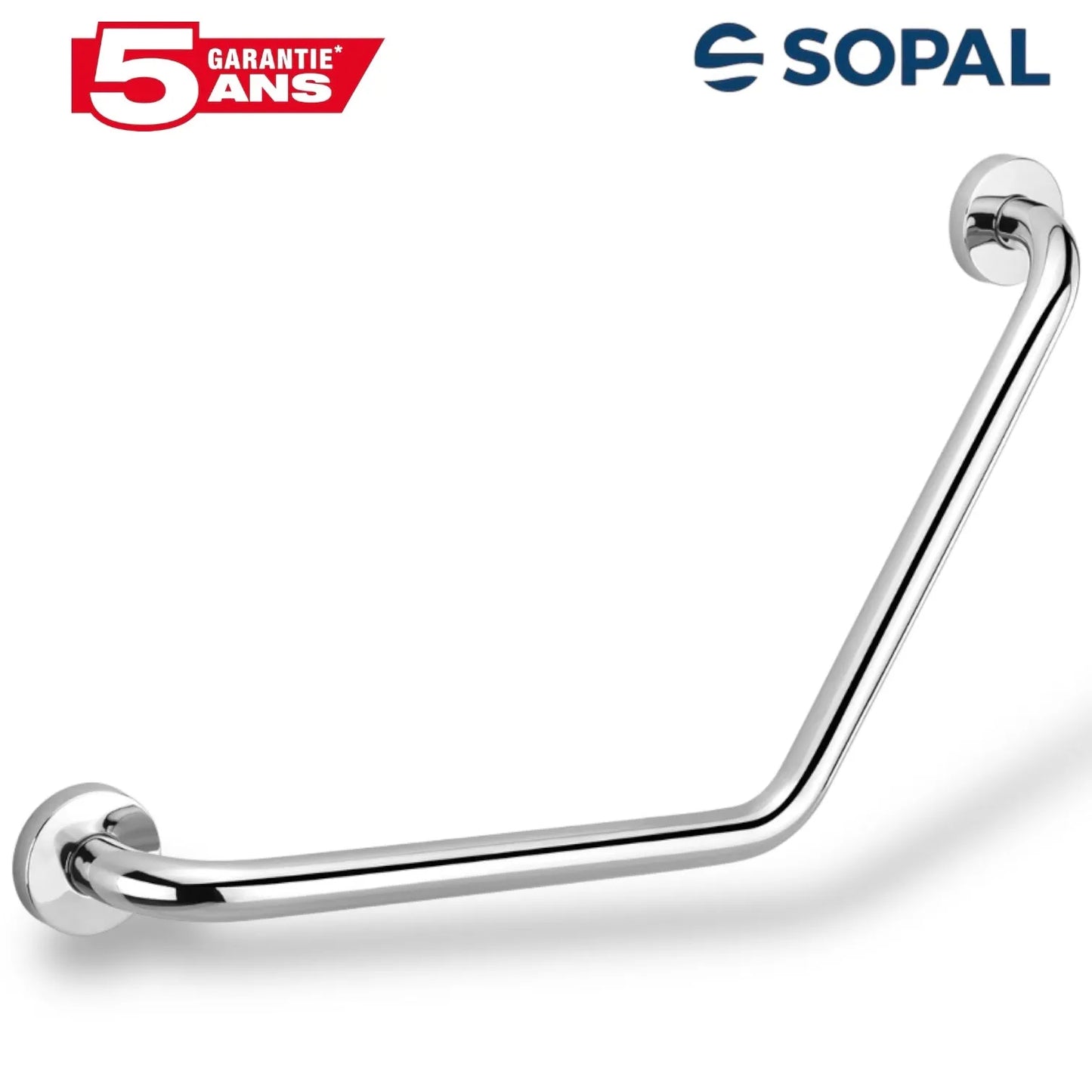 Barre d'Appui Murale 120° SOPAL Série Yasmine SB58A04 — Ergonomique Antidérapante PMR Sécurité Salle de Bain | SQES Tunisie
