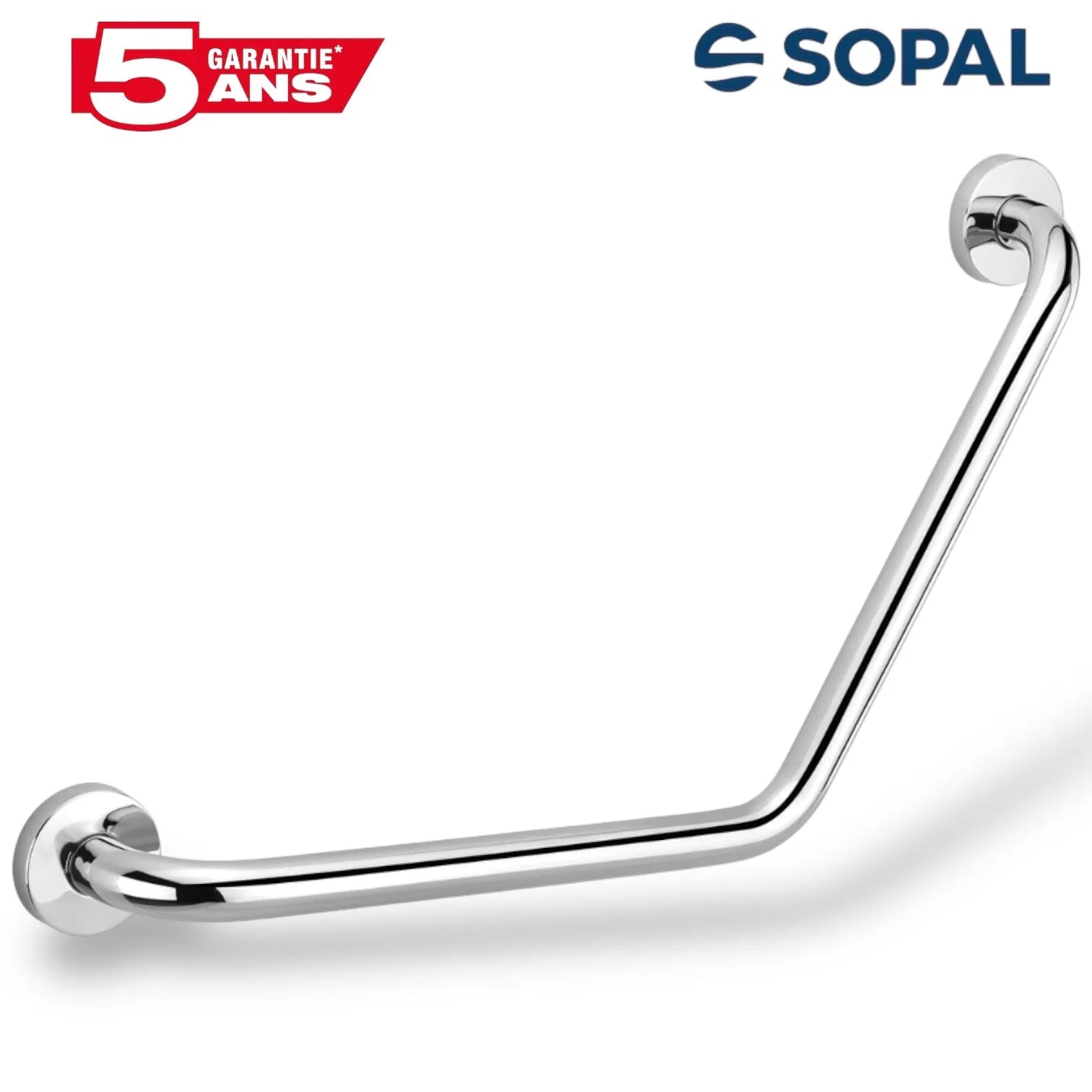 Barre d'Appui Murale 120° SOPAL Série Yasmine SB58A04 — Ergonomique Antidérapante PMR Sécurité Salle de Bain | SQES Tunisie

