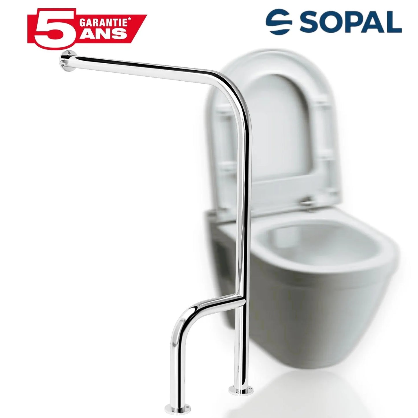 Barre d'Appui Sol et Mur SOPAL Série Yasmine Droite SB87A01 — PMR Antidérapante Sécurité Salle de Bain | SQES Tunisie
