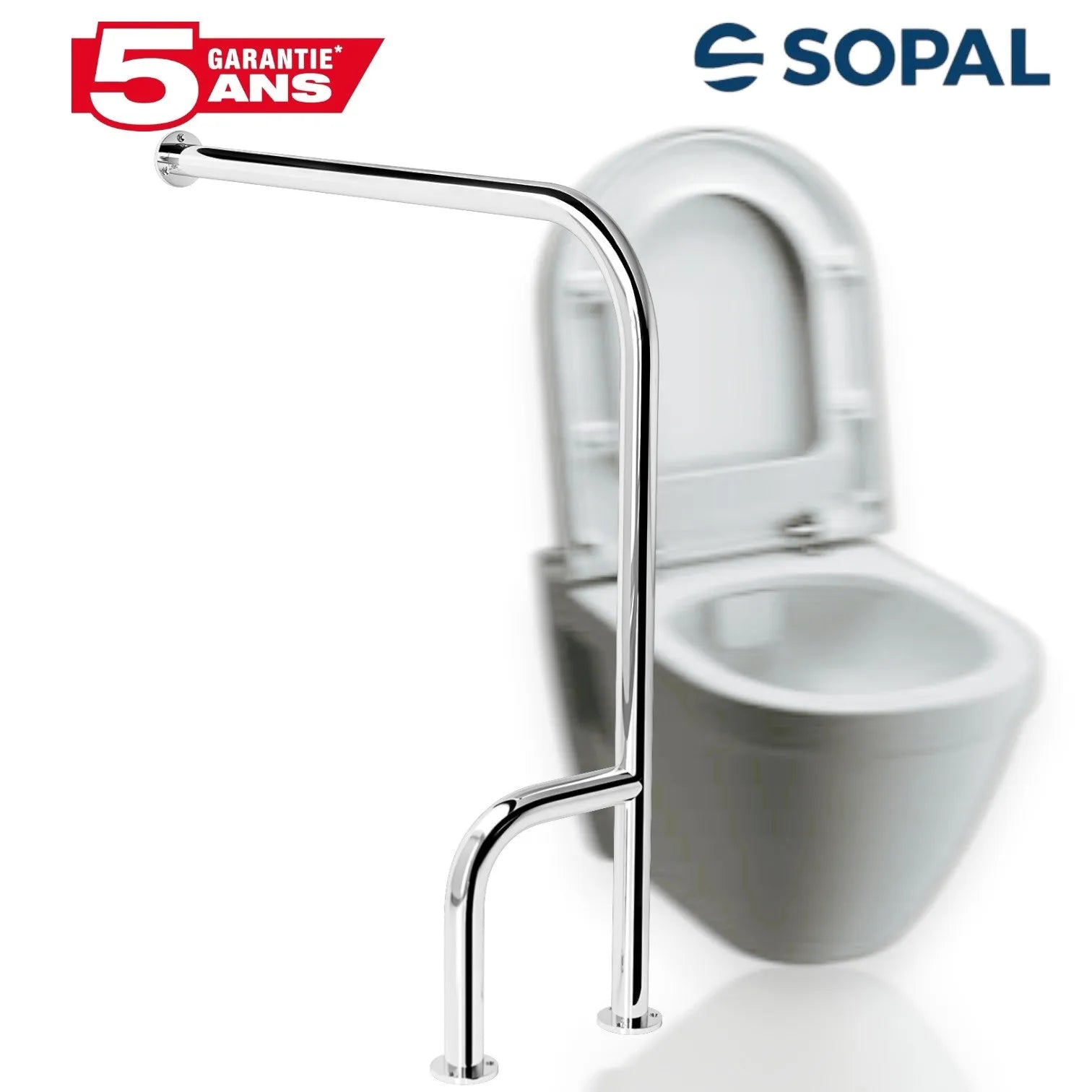Barre d'Appui Sol et Mur SOPAL Série Yasmine Droite SB87A01 — PMR Antidérapante Sécurité Salle de Bain | SQES Tunisie
