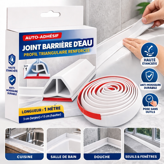Barrière d'eau Boss Tape blanche 30mm x 2m – barrage seuil douche adhésif, protection contre les fuites
