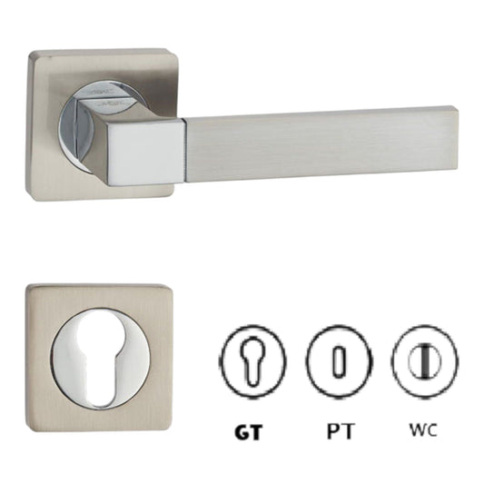 Poignée de porte chromée avec Rosace BETA