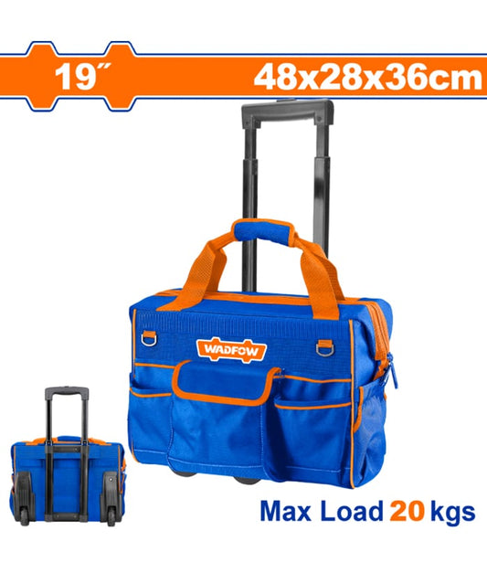 WADFOW Sac à Outils à Roulettes WTGR102 - 23 Poches - Capacité 20kg - Bleu