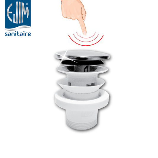 Bonde de lavabo clic-clac Ø32 mm chrome brillant EJIM réf JSB1007 – ouverture fermeture simple pression, compatible lavabo 1"1/4
